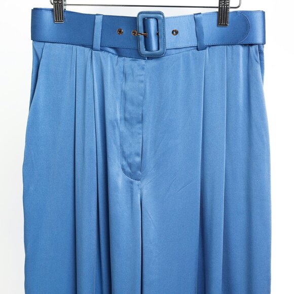Zimmermann PF/24 Cornflower Belted Charmeuse Silk Tuck Pants - Picture 3 of 10